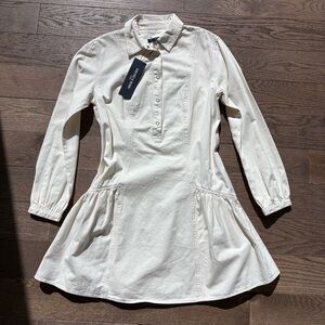 Veronica Beard Cream Collared Button-Front Casual Dress